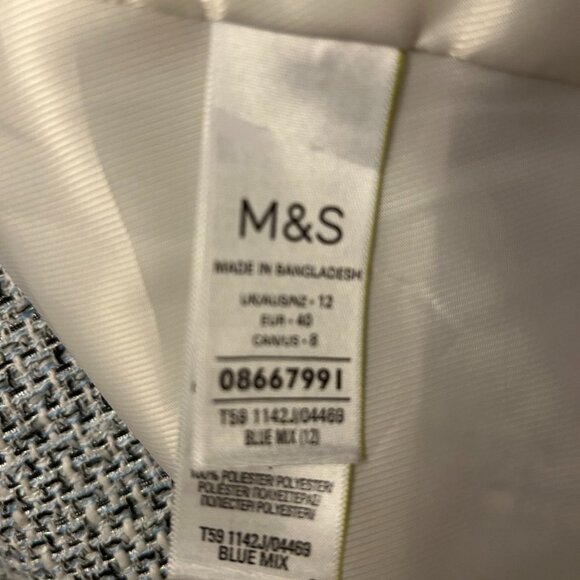 Classy Marks & Spencer Blue Mix Tweed Style Jacket Blazer  (Size 12) - Picture 12 of 13